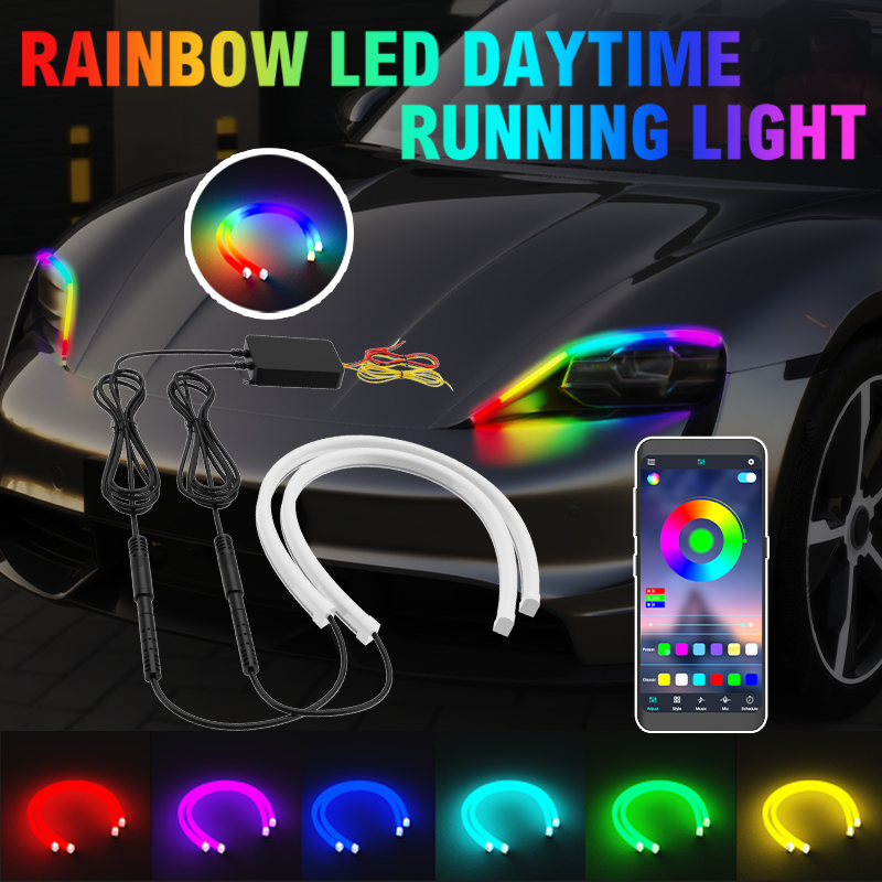 Rgb Hub Sync - 2개 30/45/60cm DRL 자동차 LED 주간