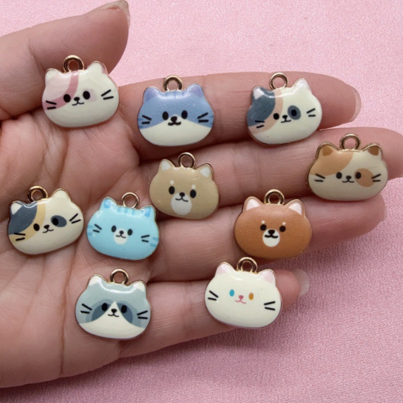 Gaming Accessories Gifts - 12개 인쇄된 고양이 머리 모양 합금