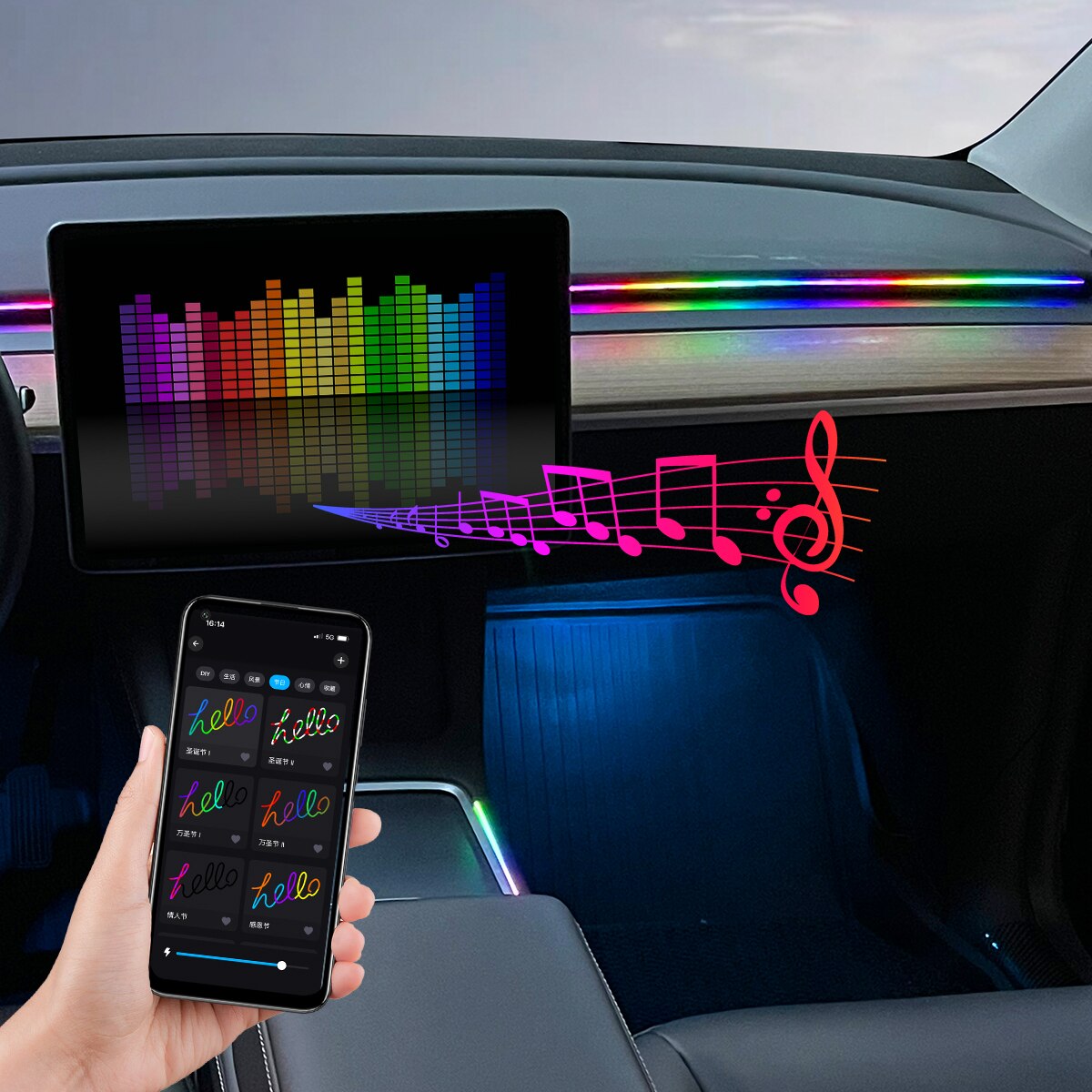 자동차 LED 앰비언트 라이트, USB 64 색 아크릴 - Rgb Hub Sync 리뷰 및 가격