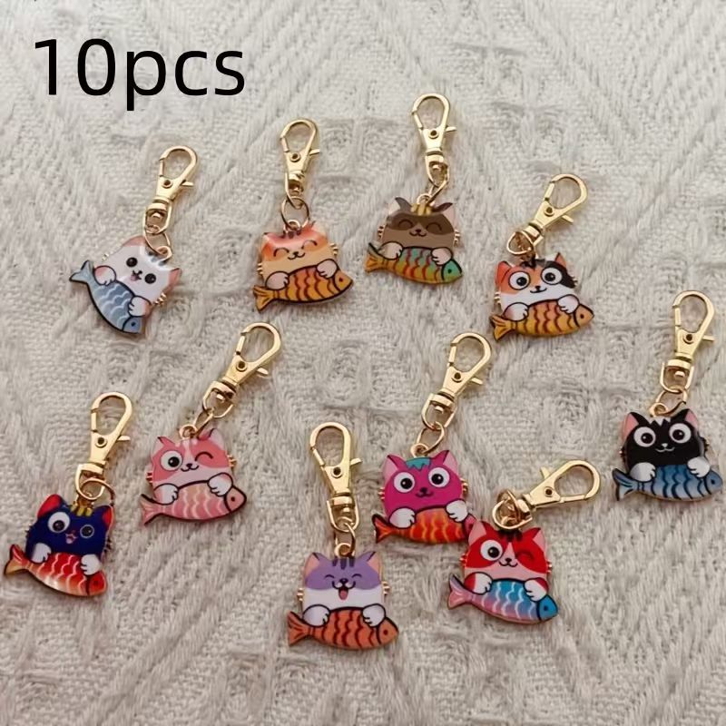 10개의 합금 프린트 고양이 열쇠고리, 가방, 지갑 걸 - Gaming Accessories Gifts 리뷰 및 가격