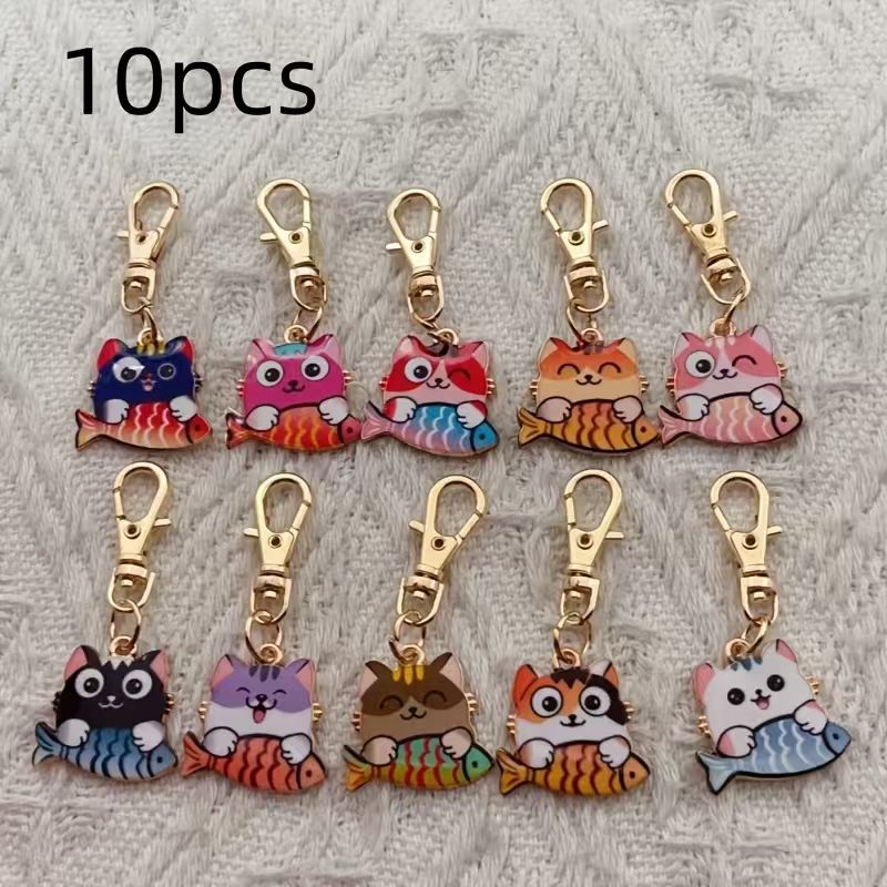 10개의 합금 프린트 고양이 열쇠고리, 가방, 지갑 걸 - Gaming Accessories Gifts 리뷰 및 가격