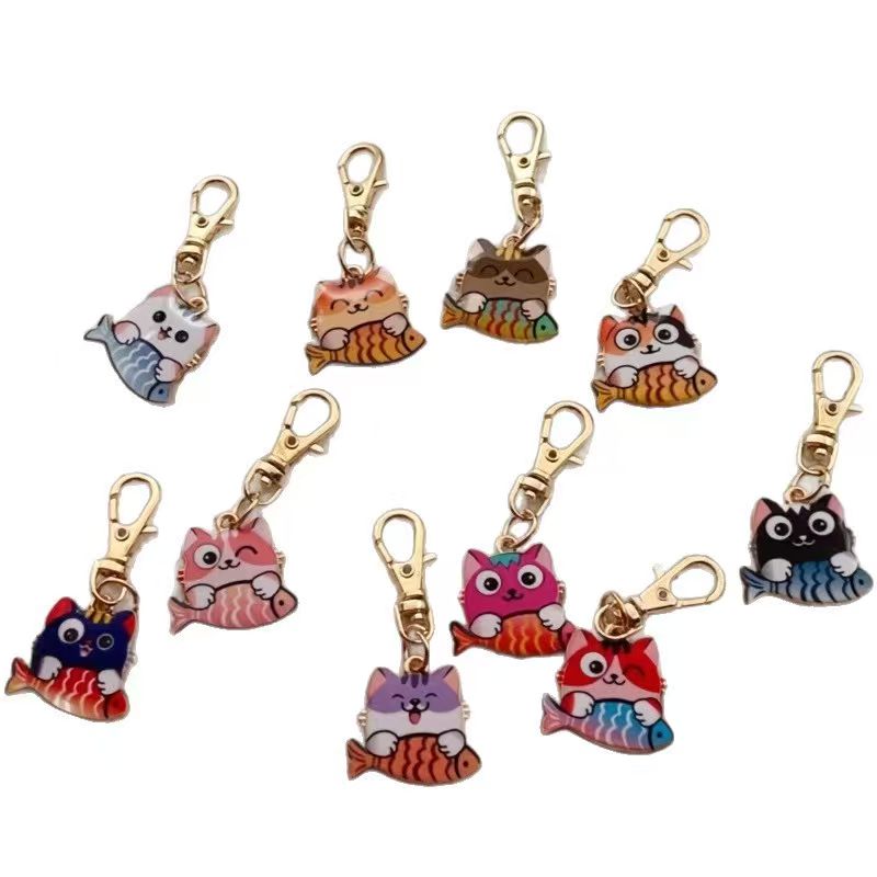 10개의 합금 프린트 고양이 열쇠고리, 가방, 지갑 걸 - Gaming Accessories Gifts 리뷰 및 가격